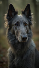 Fototapeta premium Belgian Shepherd Dog Sitting Outdoors with Calm and Noble Expression