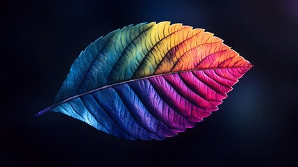 25. A colorful leaf set against a dark background, highlighting its vibrant hues