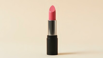 Pink Lipstick on Light Beige Background