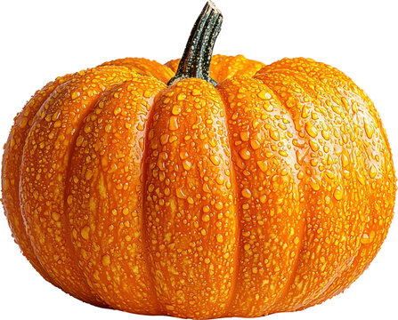 A wet orange pumpkin