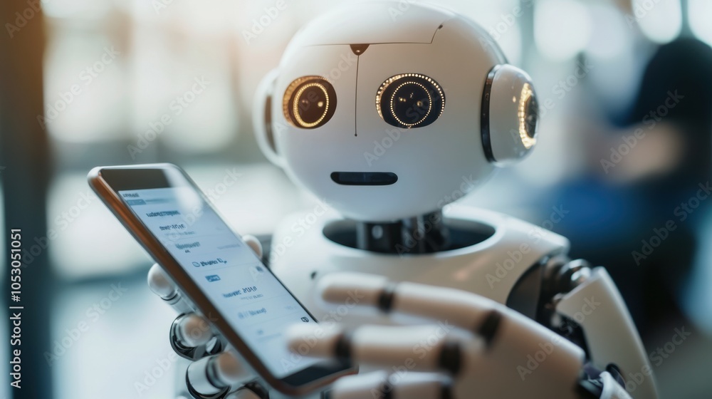Poster an ai-powered chatbot on a smartphone, assisting a user with customer service