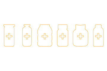 Simple medicine bottle outline set design