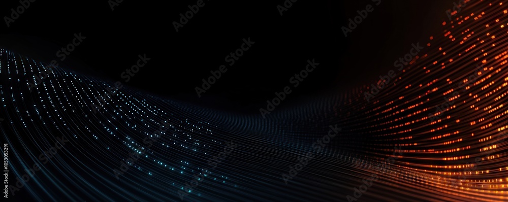 Poster Digital background perfect for tech processes, neural networks, artificial intelligence, data transfer and encryption, digital archives, sound and graphic presentations, science, education, etc.