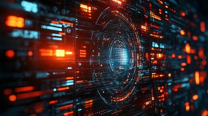 Fototapeta premium Cybersecurity analyst monitoring system screens, symbolic, high quality, macro lens, DSLR, 16:9