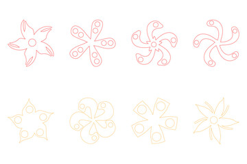 Botanical flower outline design set. Decorative floral icon