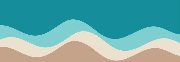 Sea waves layer vector background illustration. Sea beach vector illustration.