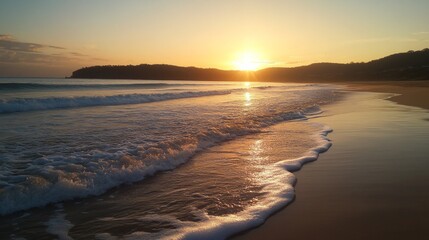  A tranquil beach at sunset with gentle waves washi.
