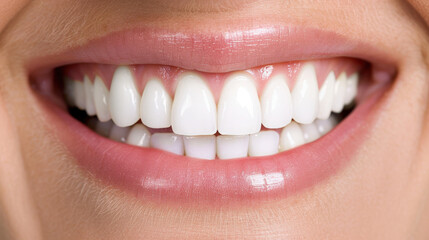 Obraz premium bright and healthy smile showcasing perfectly aligned, white teeth. close up highlights dental care and hygiene that contribute to this radiant expression