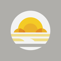 Fototapeta premium A simple, colorful illustration of a sunset over a beach.