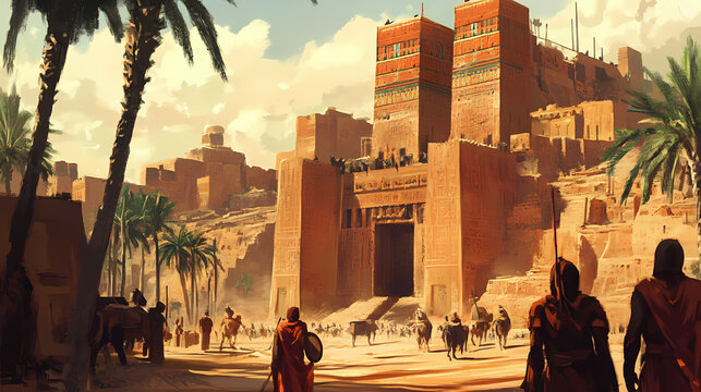 Exploring the ancient city of babylon, iraq. Ancient Babylonian City. Illustration