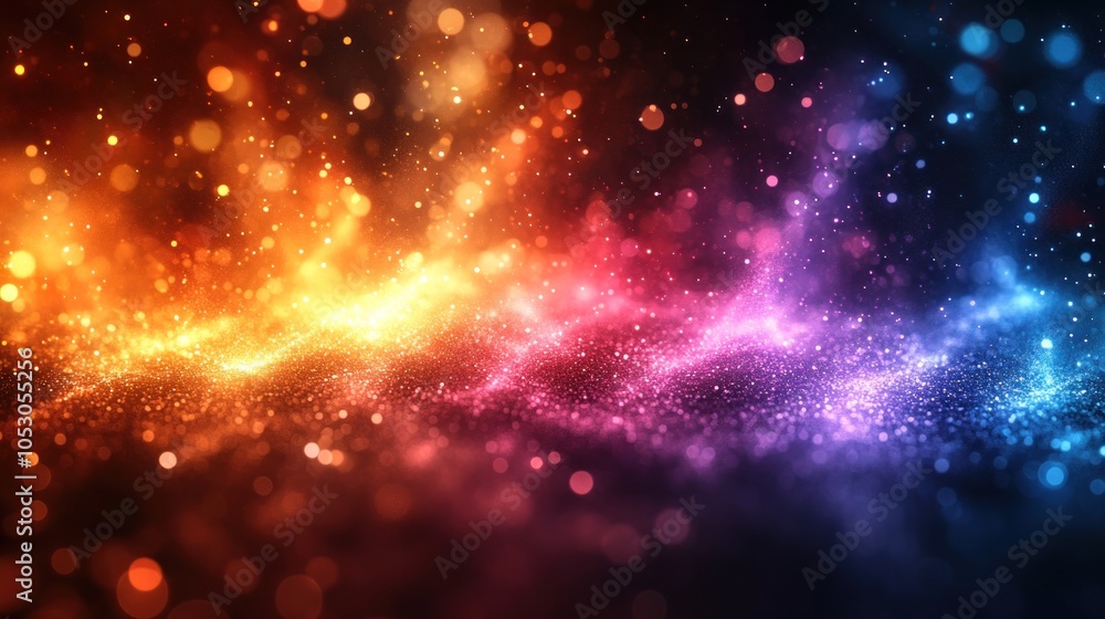 Poster Colorful abstract background with sparkling particles and light effects.