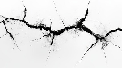 Obraz premium Cracked White Wall With Black Lines Abstract Texture