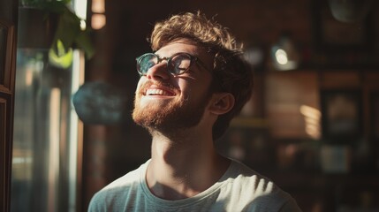 Happy motivated millennial man