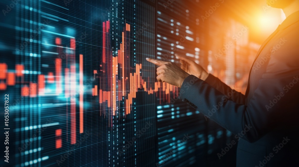 Aufkleber senior executive analyzing innovative data trends in a high-tech environment with tailored style and