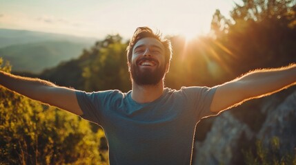 Happy motivated millennial man