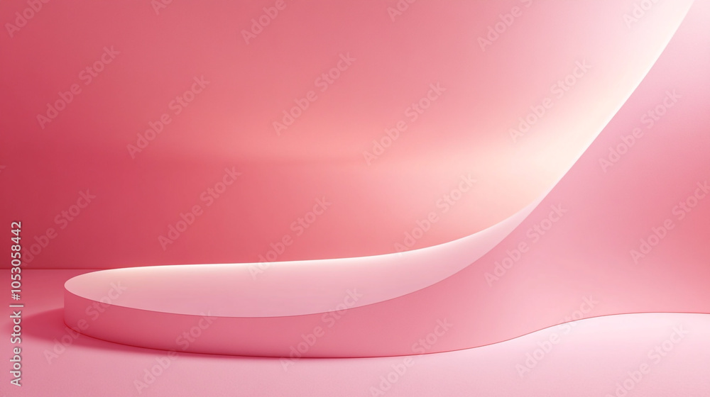 Poster soft pink abstract curves create a serene atmosphere in a minimalist design space