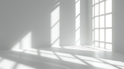 Obraz premium White empty room with window and sunlight.
