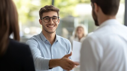 Happy motivated millennial man