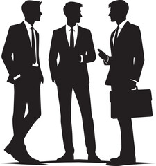 Group of business people talking silhouette vector illustration isolated on a white background