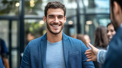 Happy motivated millennial man