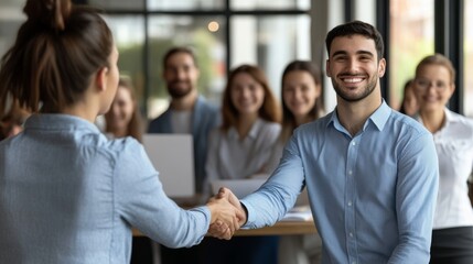 Happy motivated millennial man