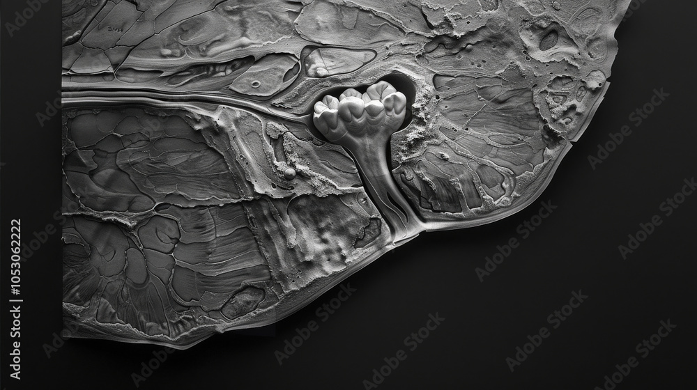 Poster this showcases detailed microscopic view of biological sample, highlighting intricate textures and s
