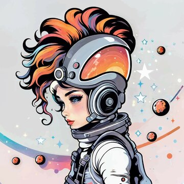 Punk astronaut girl. vector. ipg