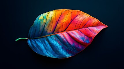 116. A vibrant leaf captured against a dark surface, creating a striking visual contrast