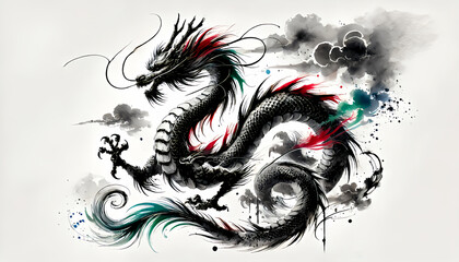 Fototapeta premium 龍 水墨画風