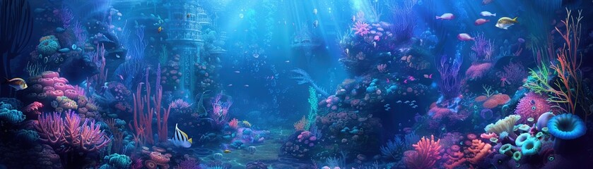 Obraz premium A fantasy scene of a magical underwater kingdom