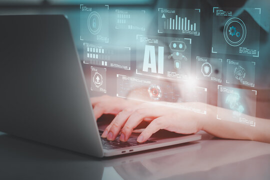 Engineer working on laptop, deep analysis, and program development, using Python code for deep learning and real-time data analysis, focusing on automation and innovation in AI technology.