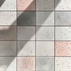 Granito tile design in a muted color palette of ivory, gray, and soft coral, with gentle