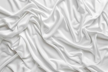 Fototapeta premium Rippled white silk fabric texture background.