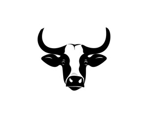 Cow Head Logo Black And White Vector, Art