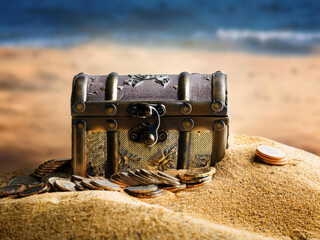 treasure box in the sand