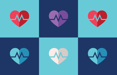 A set of colorful and versatile heart rate icons, perfect for health and fitness apps, medical websites, or wellness-related designs.
