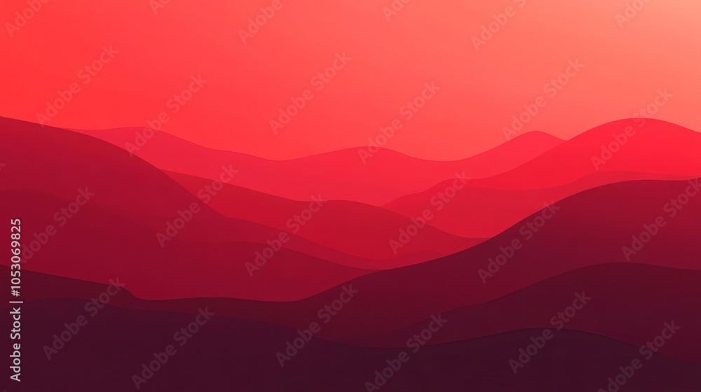 Poster abstract red gradient background with smooth transitions, vibrant color palette, and soft blending f
