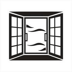 Open window with a stream of fresh air icon