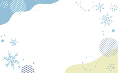 涼しげなかわいい雪の結晶背景フレーム