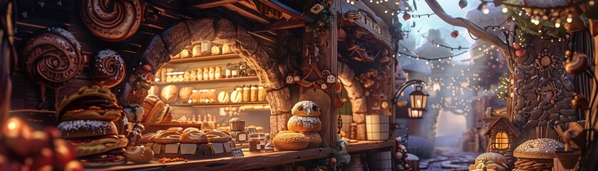 A magical bakery where enchanted pastries and bread come to life