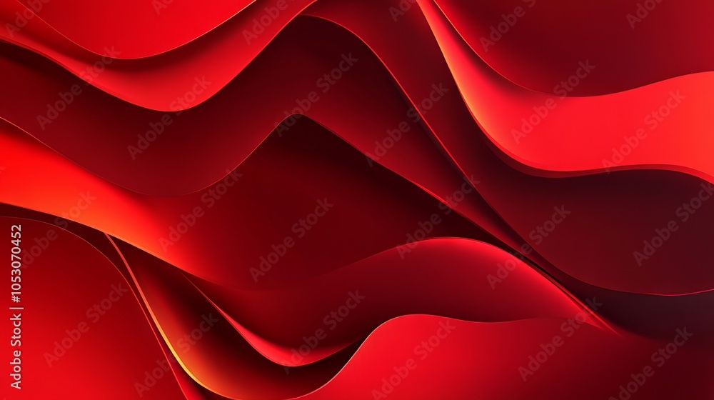 Poster abstract red waves geometric background with gradient color. modern fluid shapes composition, ideal 