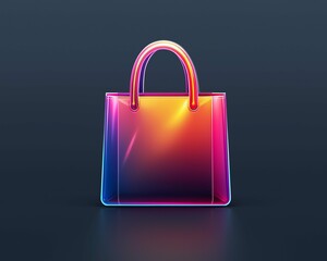 Holographic Shopping Bag Icon Design