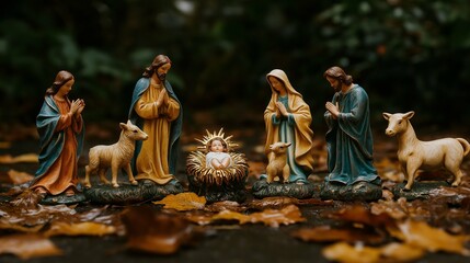 Peaceful Nativity Scene with Baby Jesus and Figures