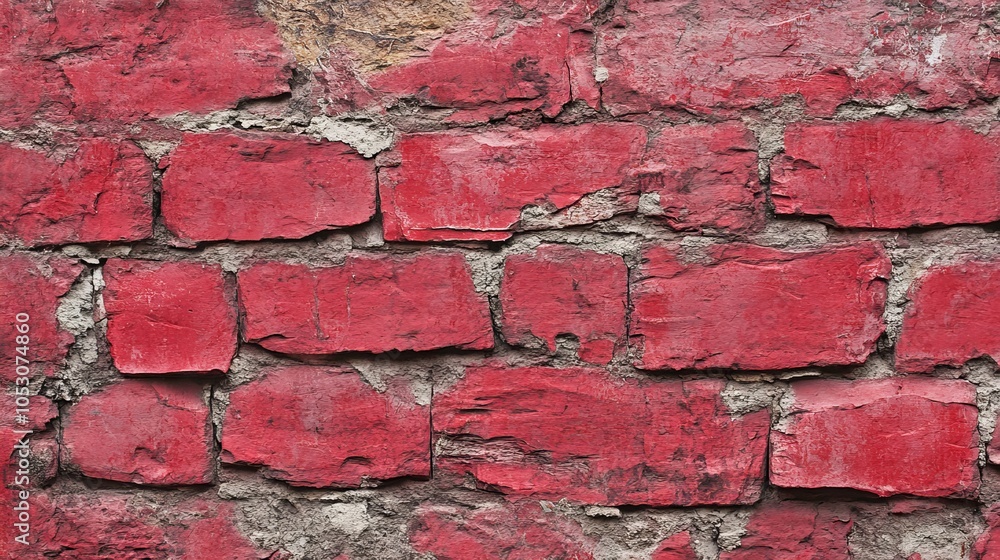 Poster red textured stone wall background with rustic natural patterns for architectural or decorative desi