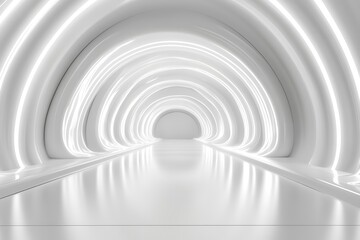 Obraz premium Abstract White Tunnel With Neon Lights