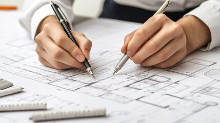 Naklejka premium Architect Drawing Floor Plan