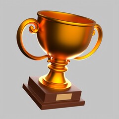 Gold Trophy, Winner Golden Cup for Competition Ceremony 3D Illustration