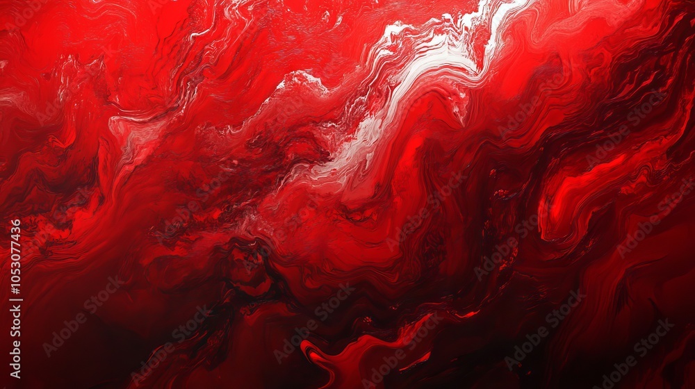 Poster vibrant abstract red background with flowing textures and gradient tones, suitable for modern digita