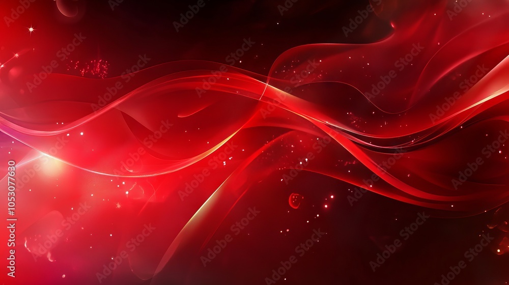 Poster vibrant abstract red background with flowing textures and gradient tones, suitable for modern digita
