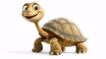 Obraz premium Happy Cartoon Turtle Smiling with Joy